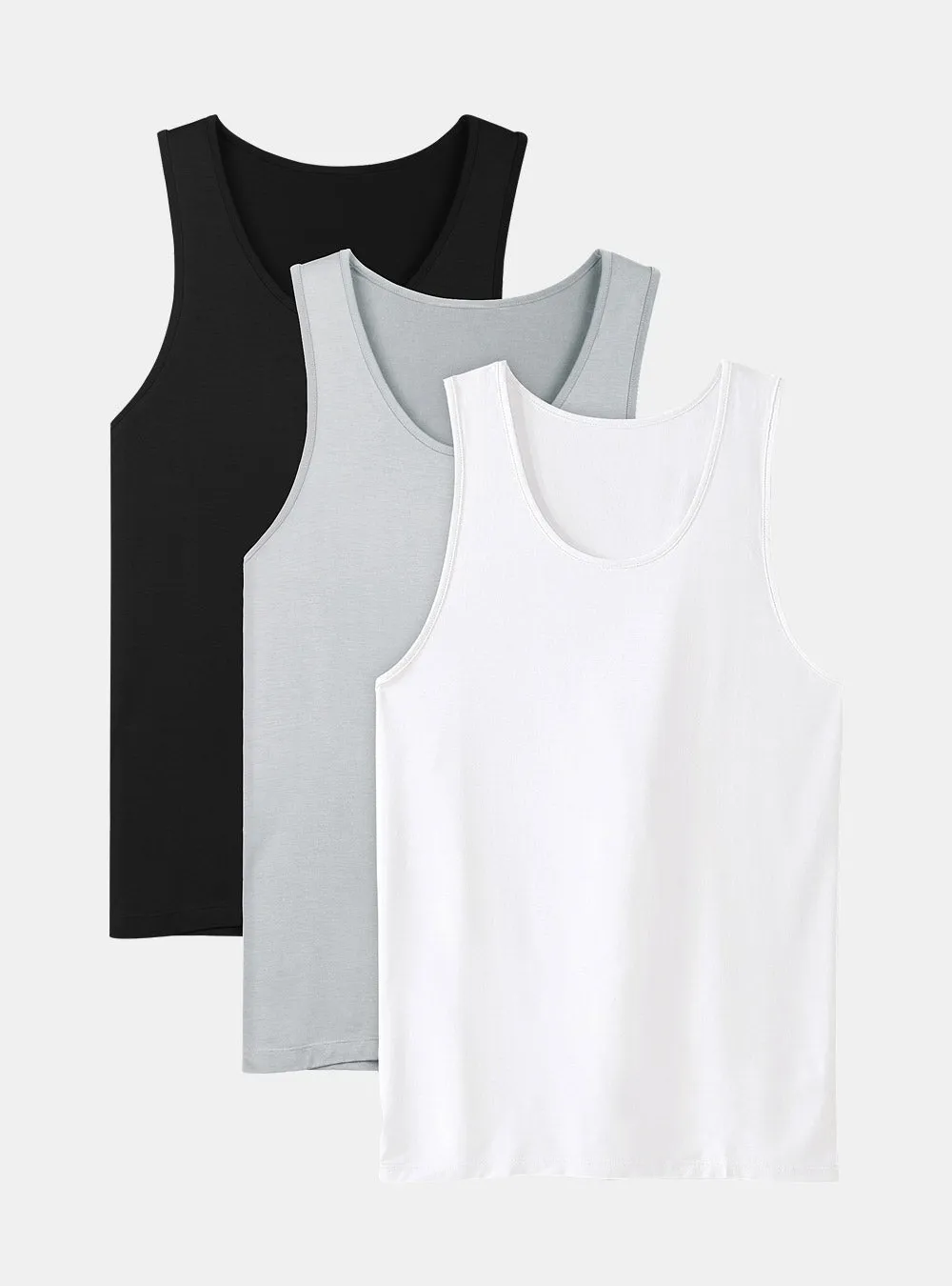 3 Packs Bamboo Rayon Crew Neck Tank Tops
