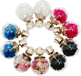 5 Pairs Rhinestones Gold Plated Front Back Studs Earrings for Women trendy,Women's Dainty Multi-Color Double Sided Glass Ball Button Earrings, Cz Post Pierced Studs Earrings for Women