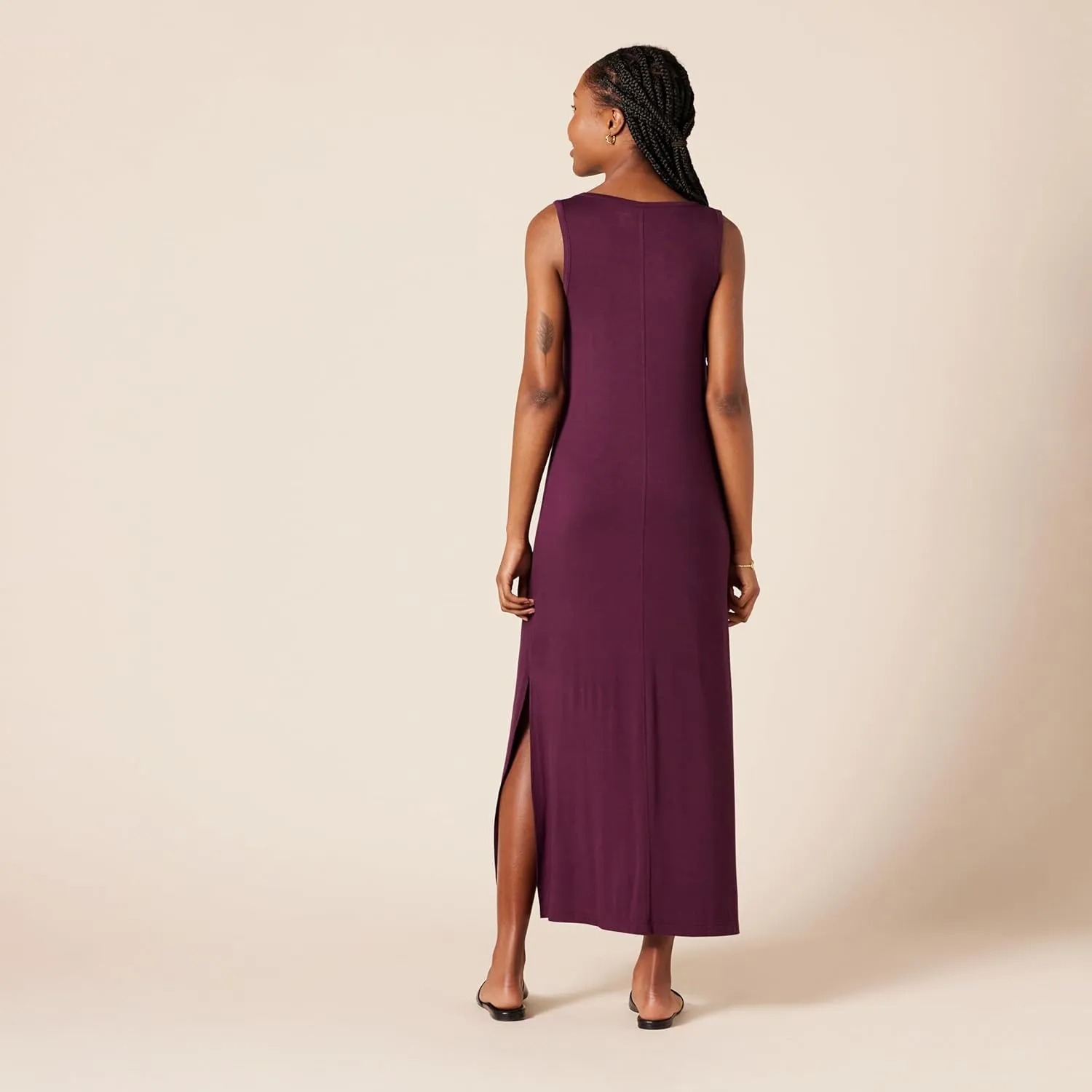 Amazon Essentials Women's Jersey V-Neck Tank Maxi Length Dress