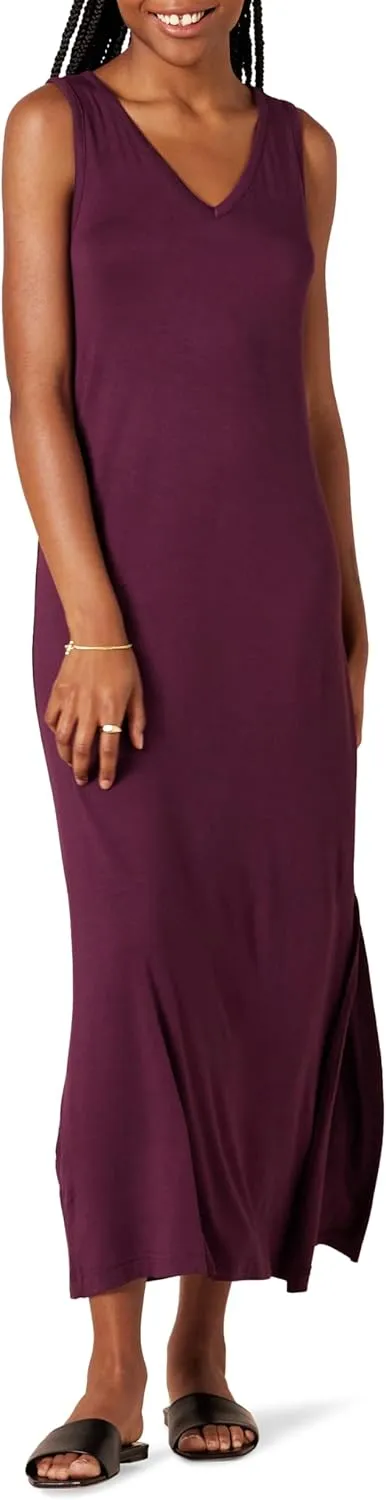 Amazon Essentials Women's Jersey V-Neck Tank Maxi Length Dress