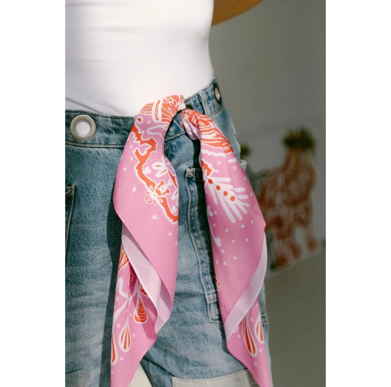bandanna and artist design pink and red