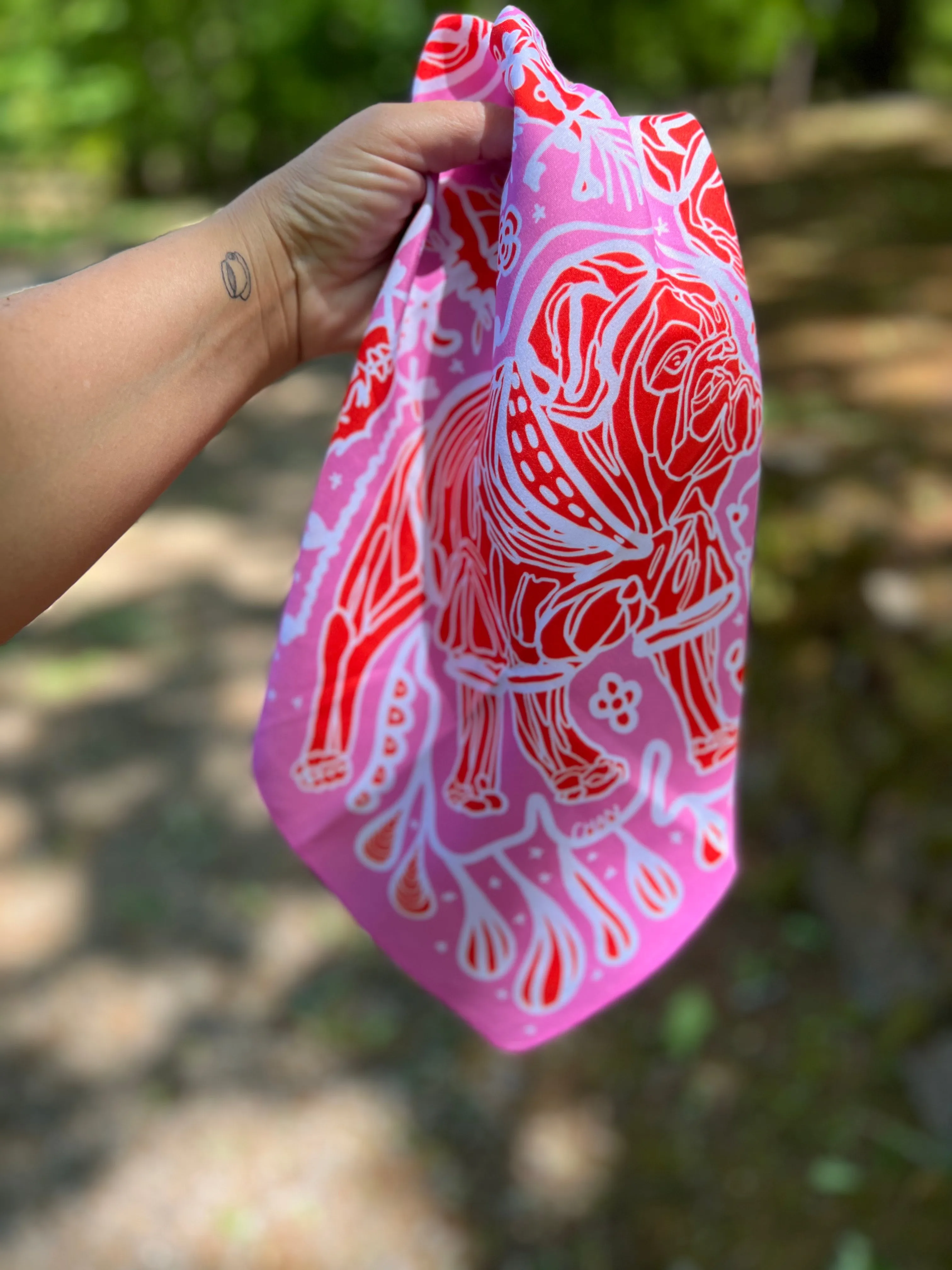 bandanna and artist design pink and red