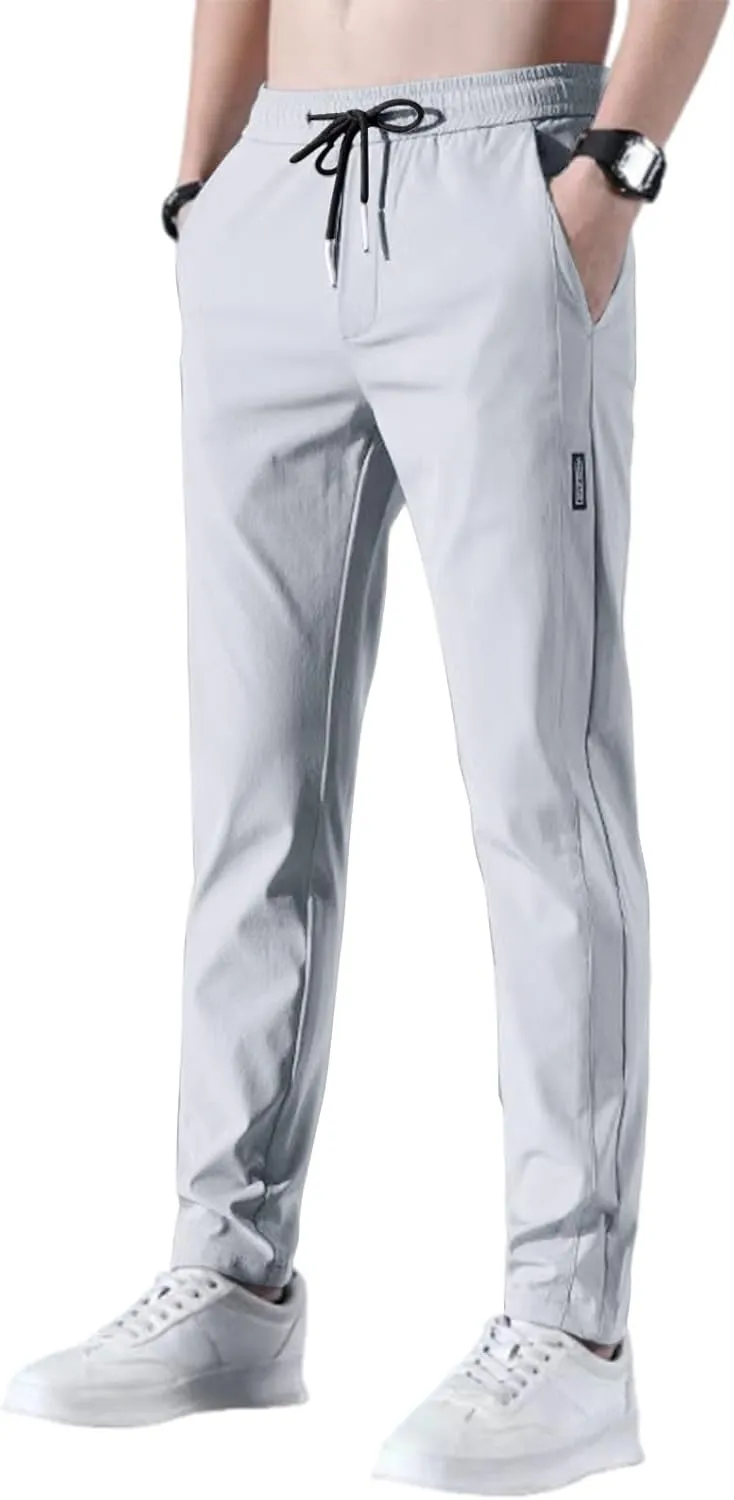 Bevawear Glide Pants Mens Slim Fit Breathable Quick Dry Pants Pull-On Elastic Waist Athletic Joggers with Pockets