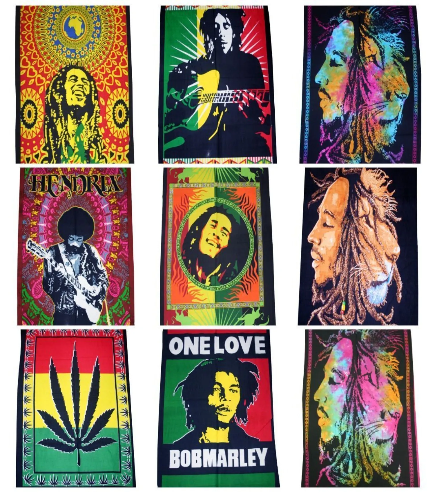 Bob Marley Poster Cloth Wall Hanging Tapestry One Love Hippy Hippie Hendrix Wall Hanging 30 x 40 Inches
