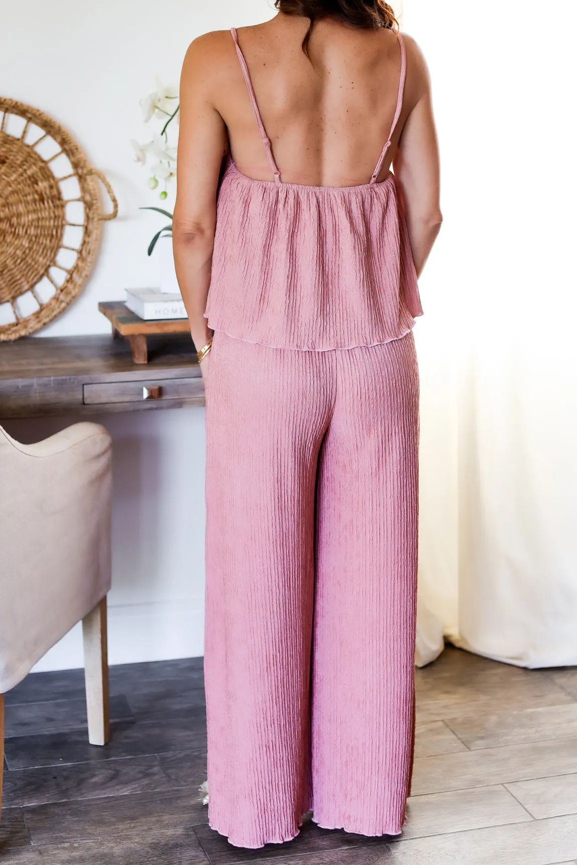 Cami Tank   Pant Set- Blush