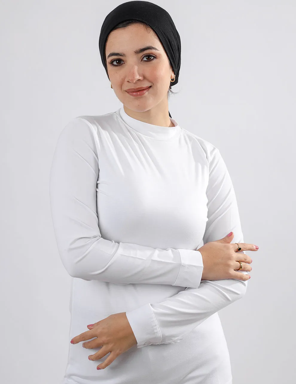 Chemise Sleeves Basic Undershirt-White