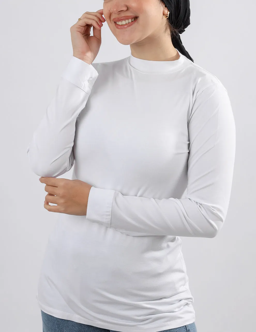 Chemise Sleeves Basic Undershirt-White