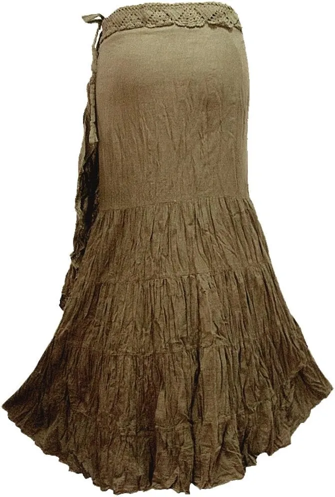 Coconutwoww Women's Crochet Waist Ruffle Wrap Around Long Skirt