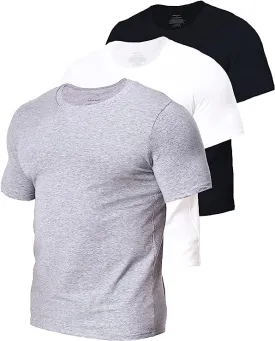 Comfneat Men's 3-Pack Stretchy Undershirts Crew Neck Long Back Hem T-Shirts