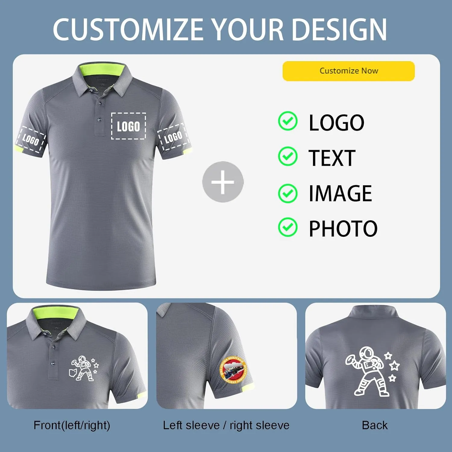 Custom Polo Shirts for Men Women Print Your Design Personalized T-Shirt with Logo Text Photo Short Sleeves