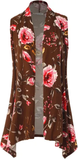 Design by Olivia Women's Sleeveless Open Front Draped Cardigan Vest Lightweight Cool Coat