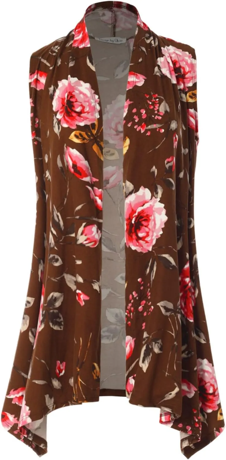 Design by Olivia Women's Sleeveless Open Front Draped Cardigan Vest Lightweight Cool Coat