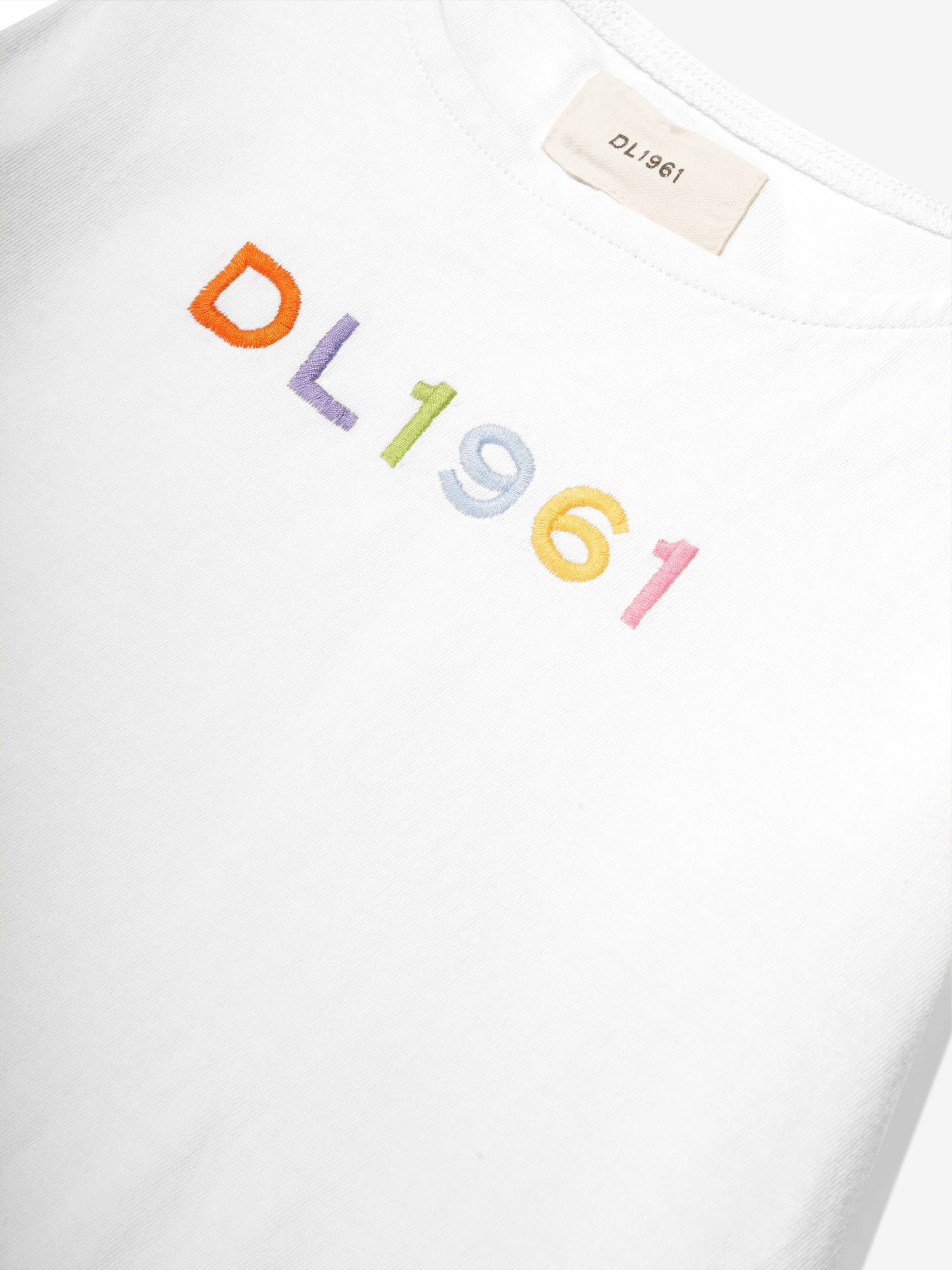 DL1961 Girls Marcie Logo Tank Top in White