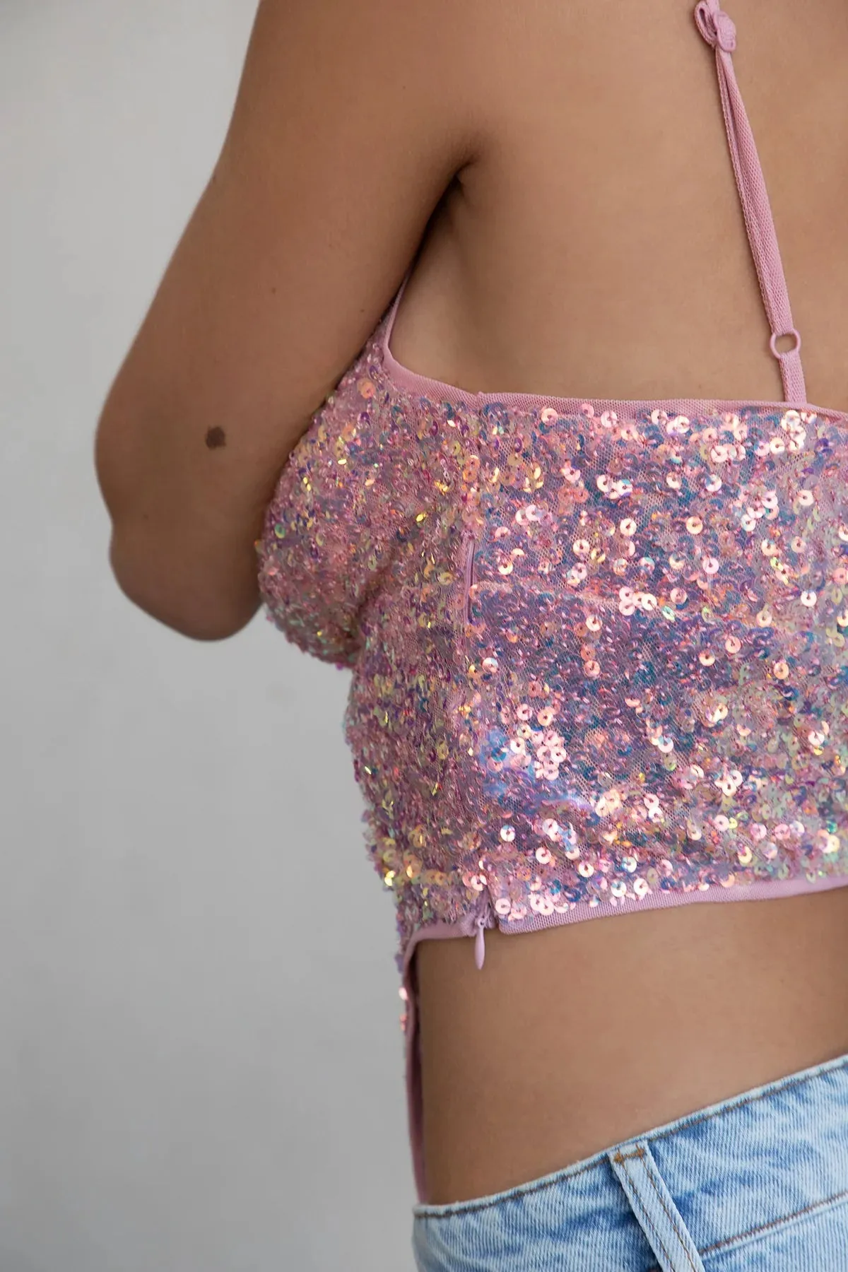 Fleurty Sequin Cami Top Pink