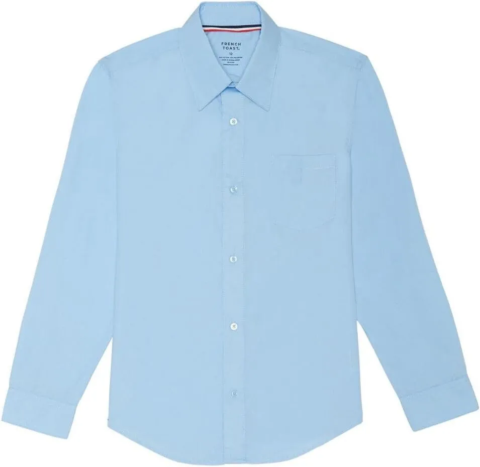 French Toast Boys' Expandable Collar Button Down Dress Shirt with Long Sleeves (Standard & Husky)