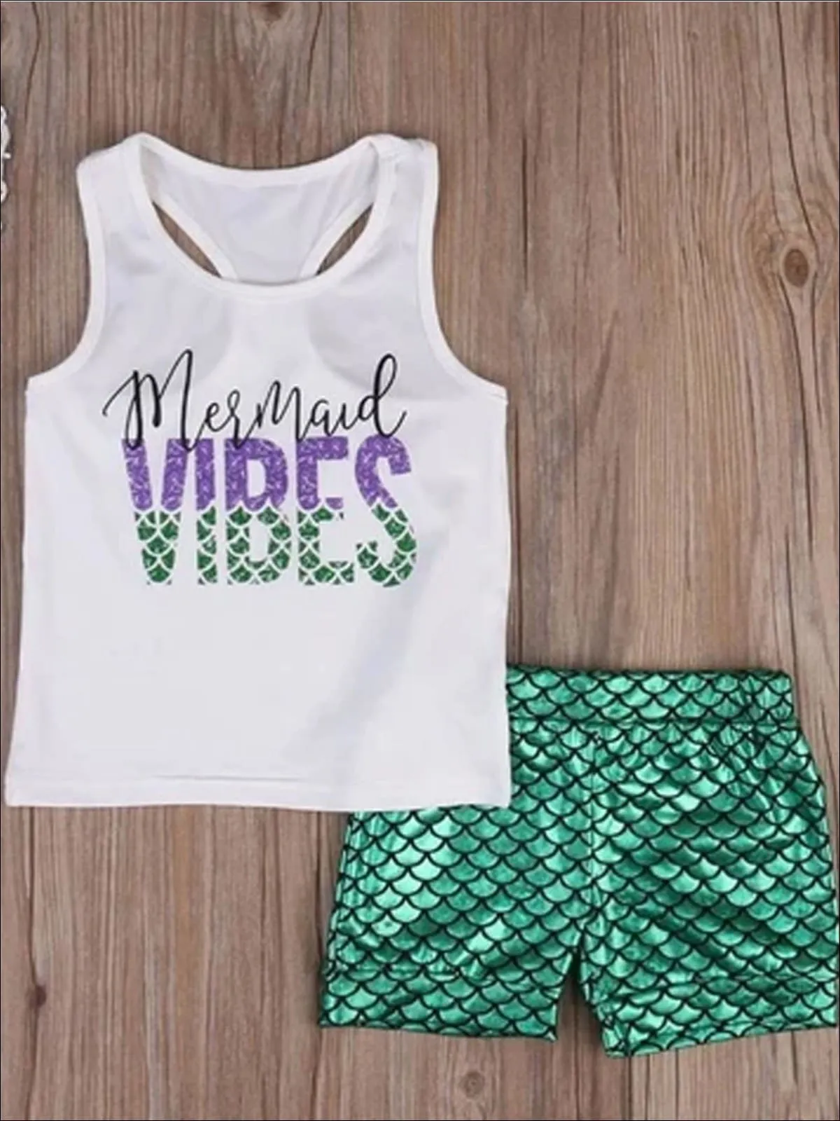 Girls Mermaid Vibes Tank Top And Short Set