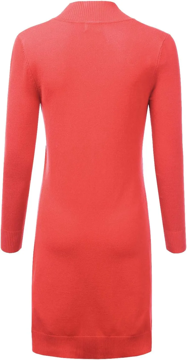 JJ Perfection Womens Casual Long Knit Cardigan Long Sleeve with Pockets Lightweight Open Front Sweater Jacket with Plus Size