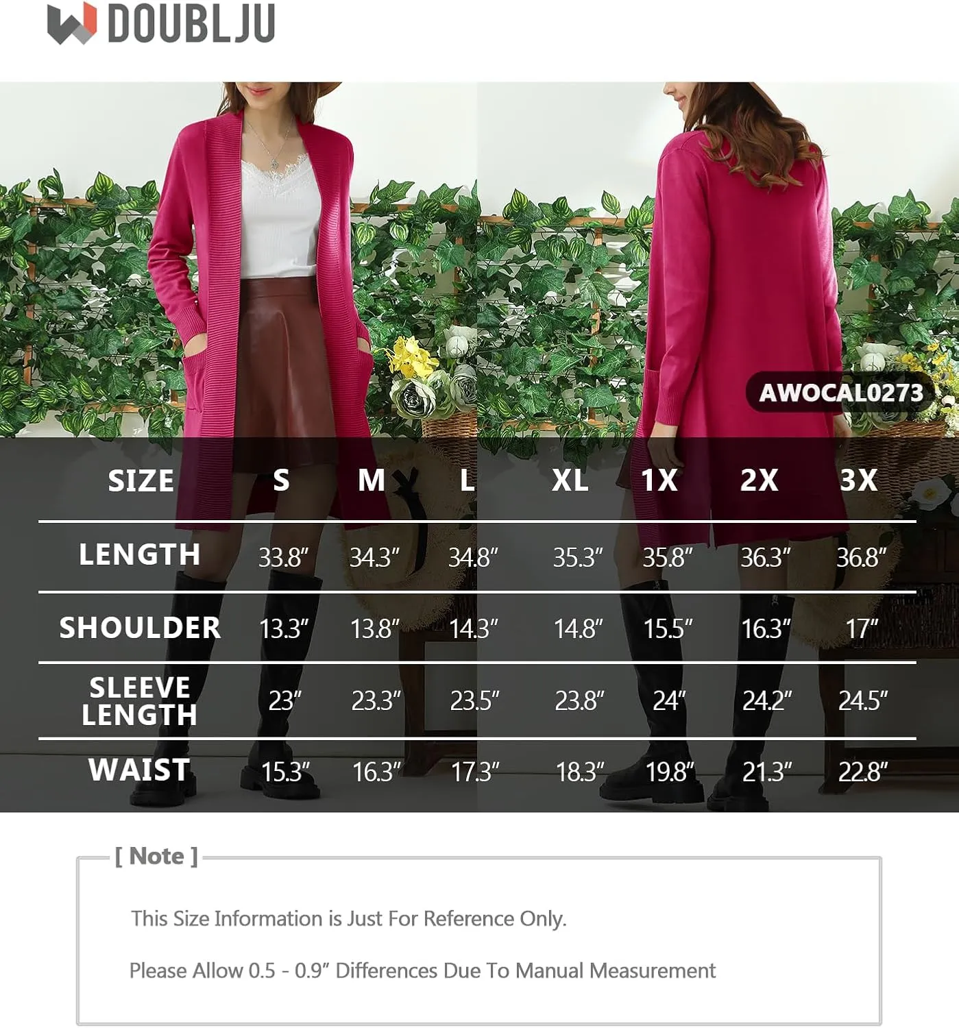 JJ Perfection Womens Casual Long Knit Cardigan Long Sleeve with Pockets Lightweight Open Front Sweater Jacket with Plus Size