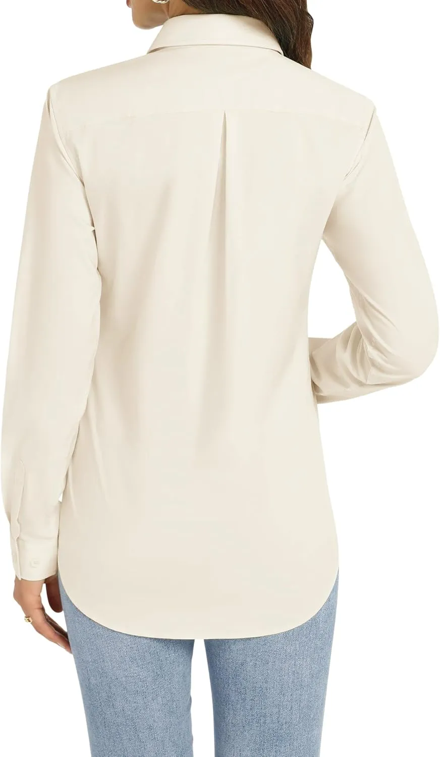 J.VER Womens Button Down Shirt Long Sleeve Dress Shirts Stretch Solid Work Blouse Collared Shirts for Business Office