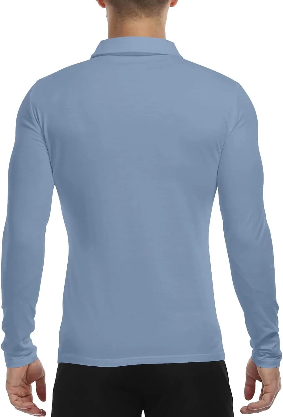 KUYIGO Men's Long Sleeve Polo Shirts Casual Slim Fit Basic Designed Cotton Shirt Tops
