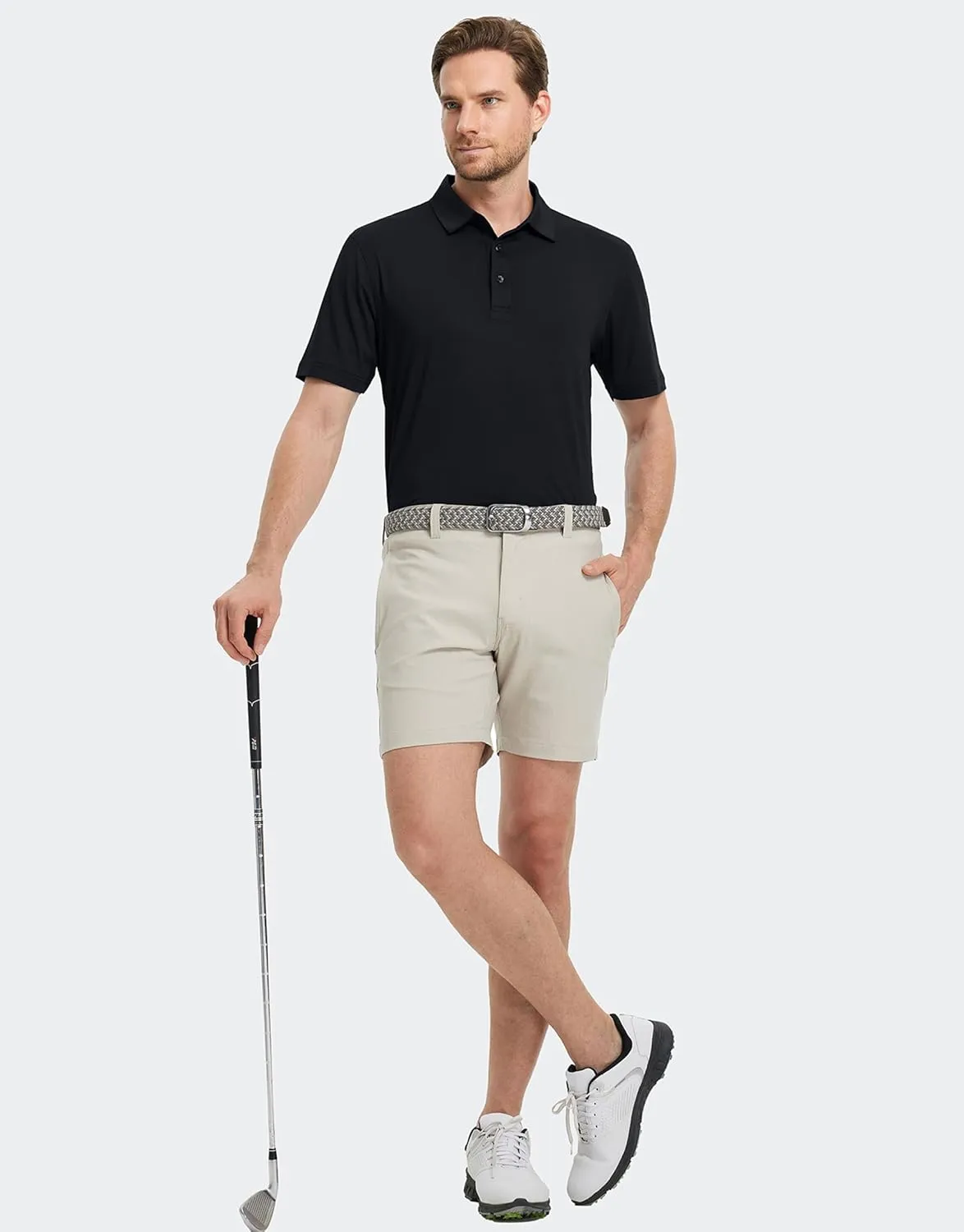M MAELREG Golf Shirts for Men Dry Fit Moisture Wicking Performance Solid Collared Casual Mens Polo Shirts Short Sleeve