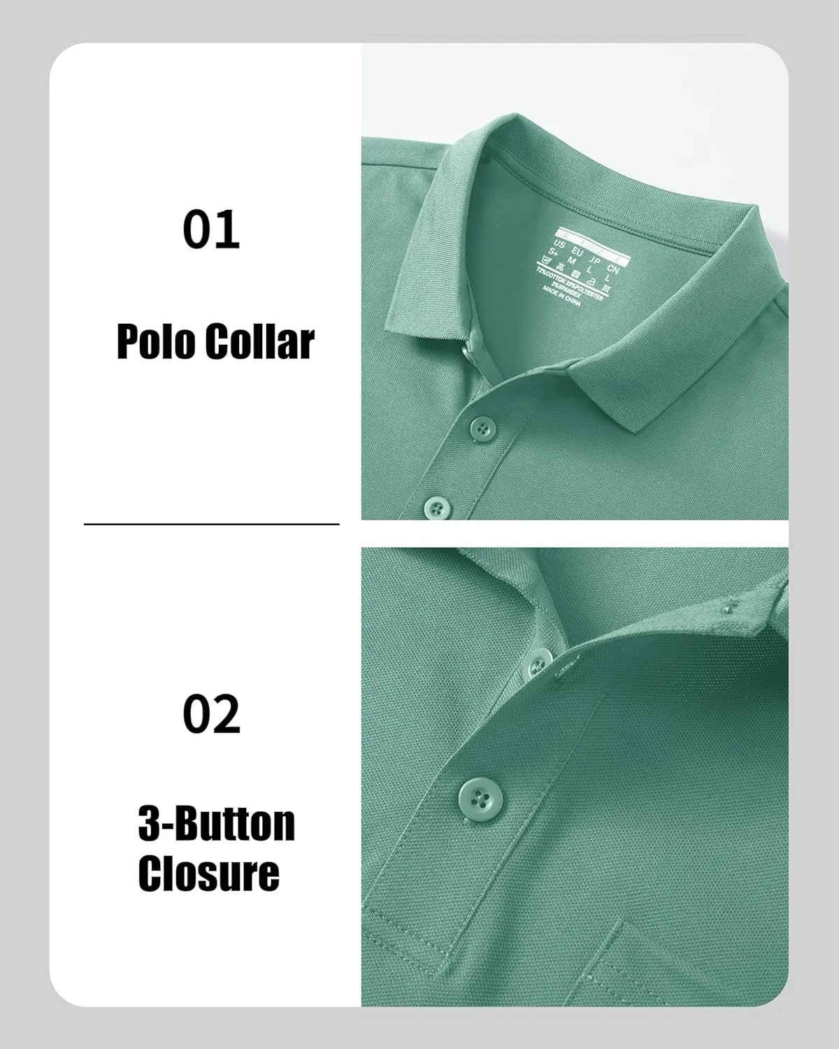 MAGCOMSEN Mens Polo Shirts with Pocket Cotton Pique Short Sleeve Collared Shirt Moisture Wicking Golf Shirts 3-Button Shirts