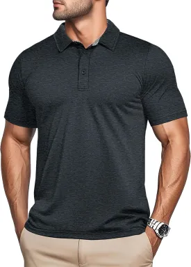 MAGCOMSEN Men's Short Sleeve Polo Golf Shirts 3-Button Moisture Wicking Athletic T-Shirts Casual Collared Shirt