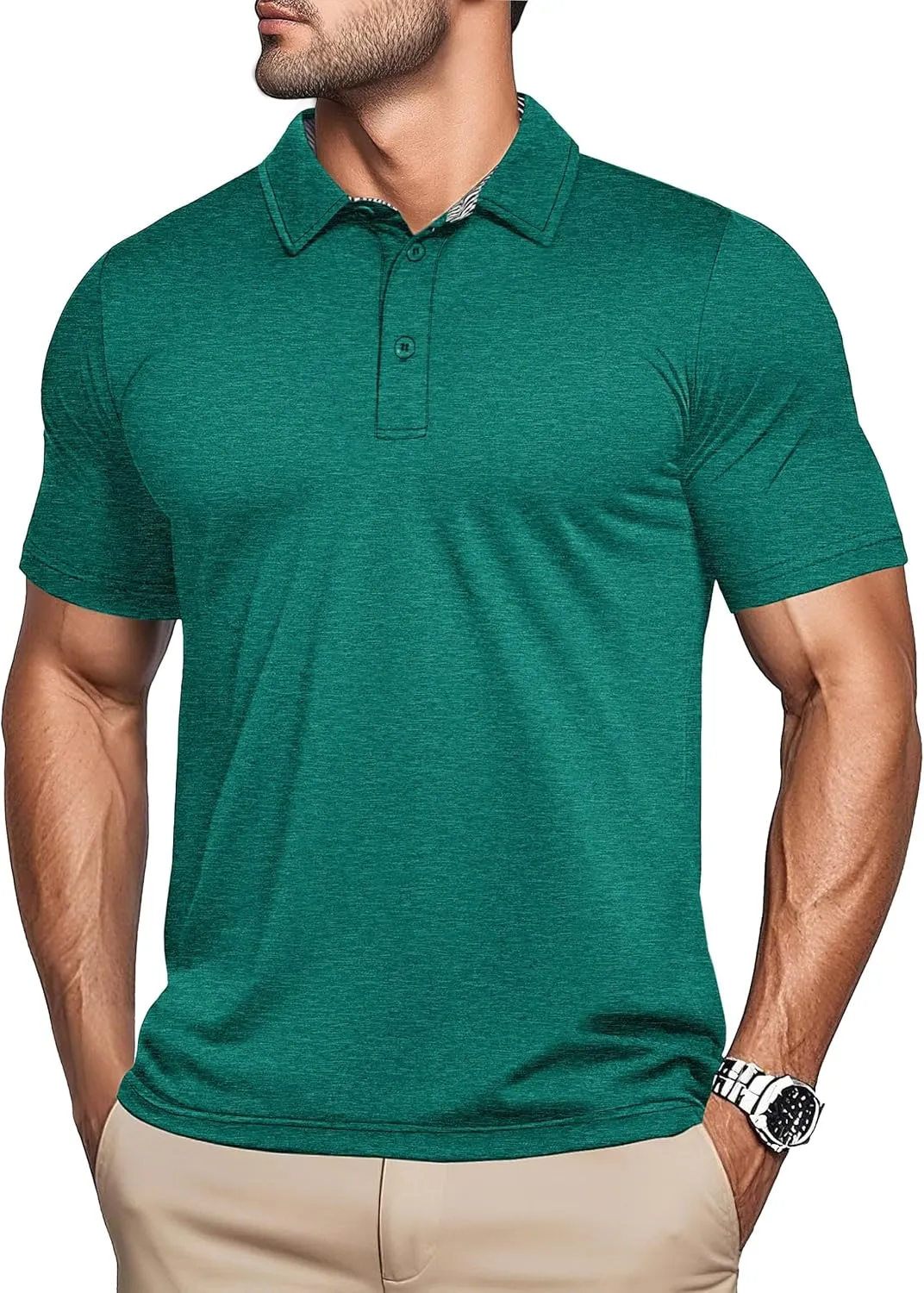 MAGCOMSEN Men's Short Sleeve Polo Golf Shirts 3-Button Moisture Wicking Athletic T-Shirts Casual Collared Shirt