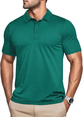 MAGCOMSEN Men's Short Sleeve Polo Golf Shirts 3-Button Moisture Wicking Athletic T-Shirts Casual Collared Shirt