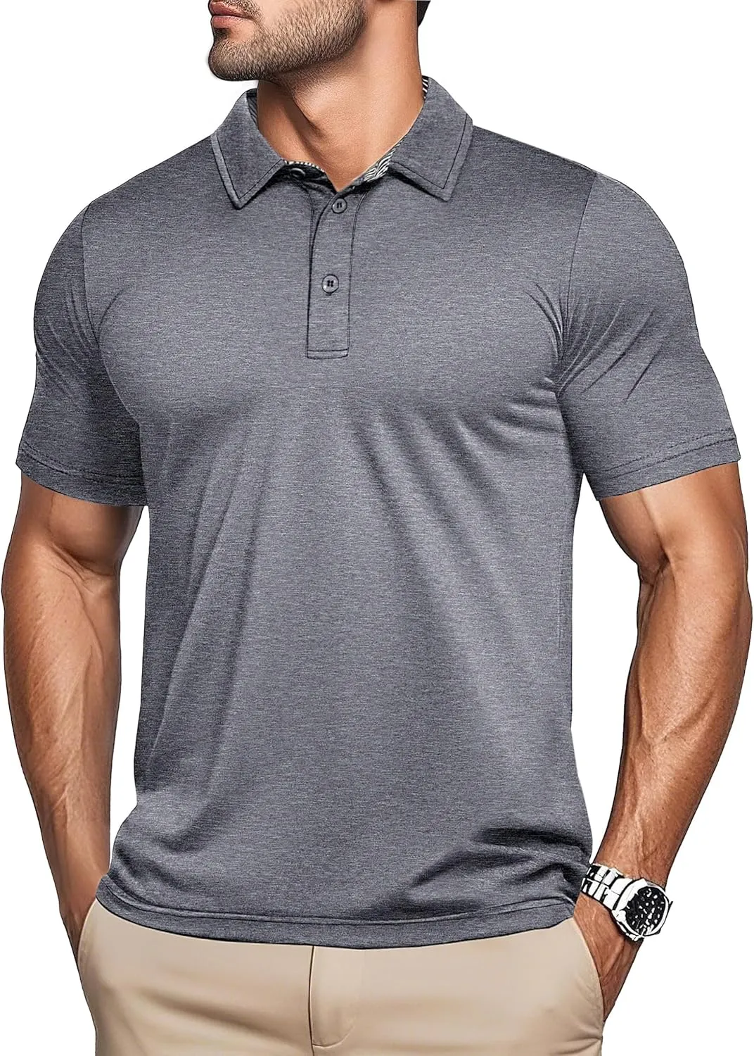 MAGCOMSEN Men's Short Sleeve Polo Golf Shirts 3-Button Moisture Wicking Athletic T-Shirts Casual Collared Shirt