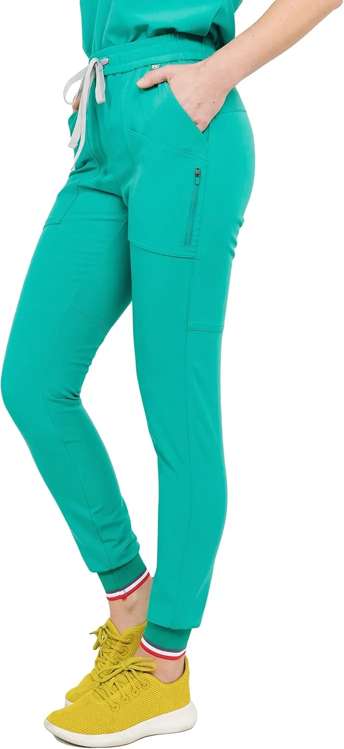 Mediclo Women's Medical Scrub Pants - Catalina Jogger 7 Pockets Eco Friendly Sustainable FYSEL Fabric Tapered Leg Workwear