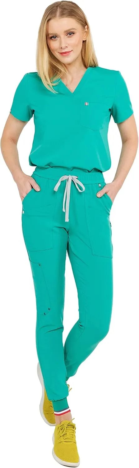 Mediclo Women's Medical Scrub Pants - Catalina Jogger 7 Pockets Eco Friendly Sustainable FYSEL Fabric Tapered Leg Workwear