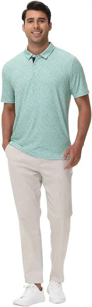 Men's Golf Polo Shirts Dry Fit Comfort Stretch Casual Shirt Short Sleeve Perfomance Moisture Wicking Funny Print