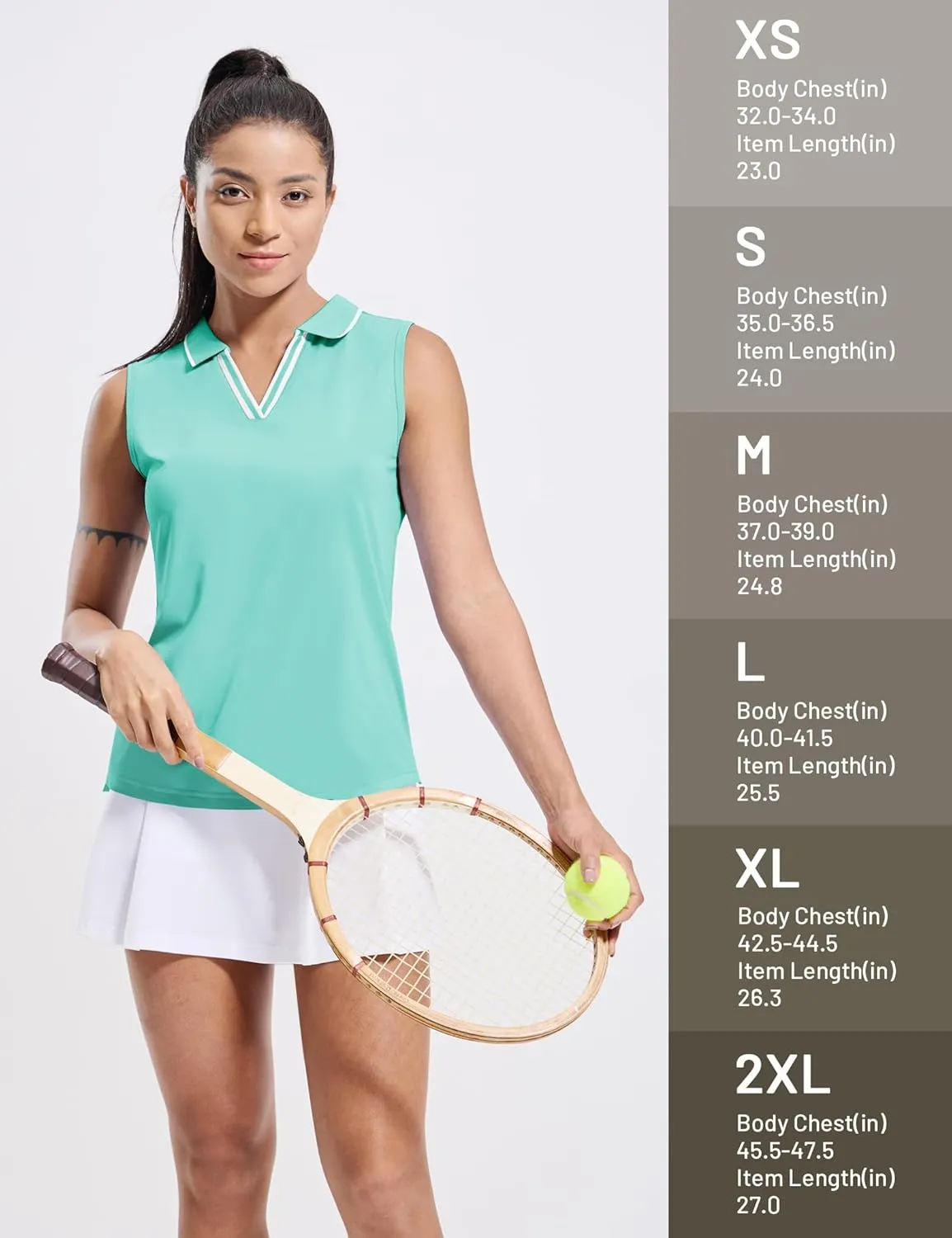 MIER Women's Sleeveless Golf Polo Shirts Dry Fit Collared Tank Tops V Neck Ribbed Athletic Tennis Shirt, Moisture Wicking