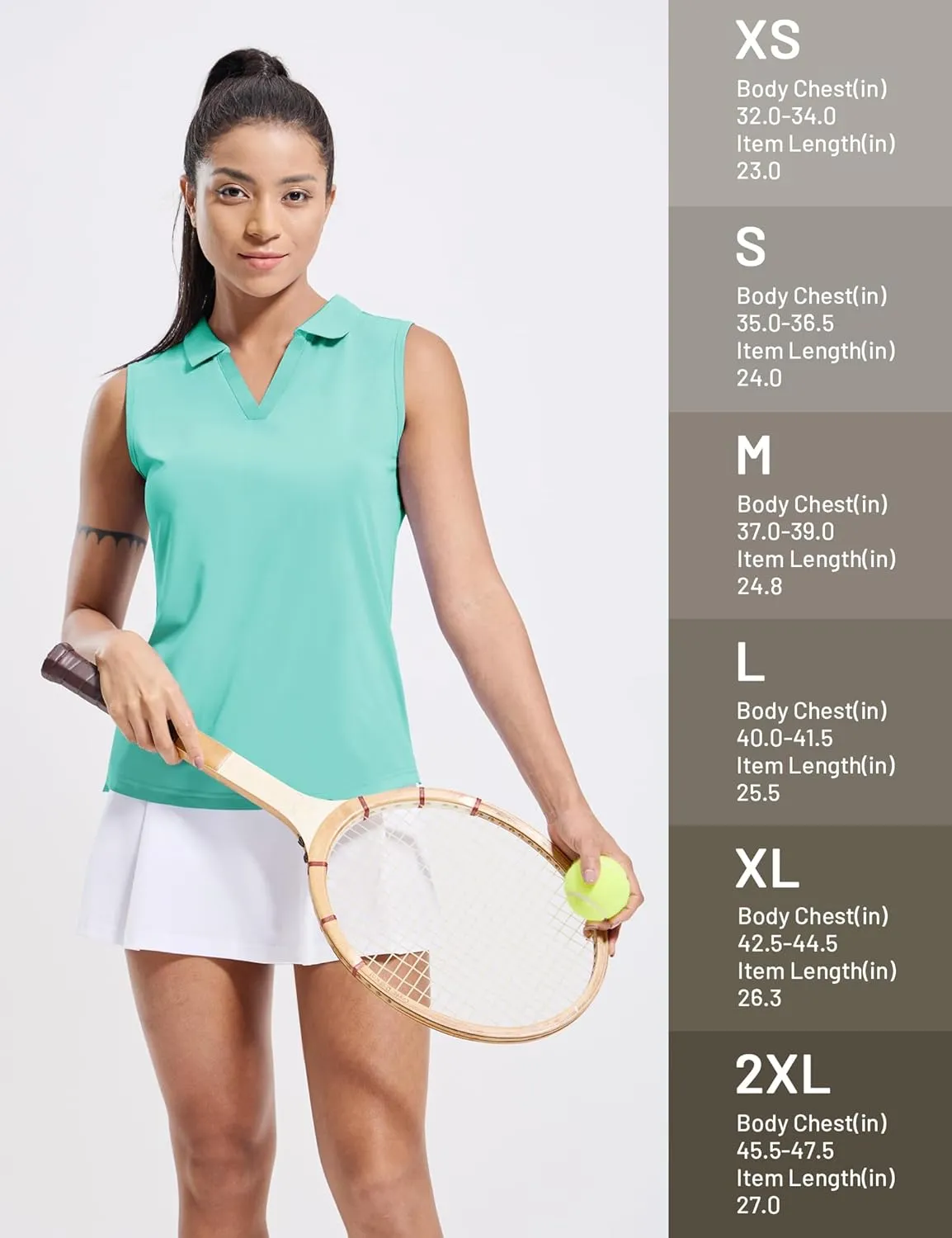 MIER Women's Sleeveless Golf Polo Shirts Dry Fit Collared Tank Tops V Neck Ribbed Athletic Tennis Shirt, Moisture Wicking