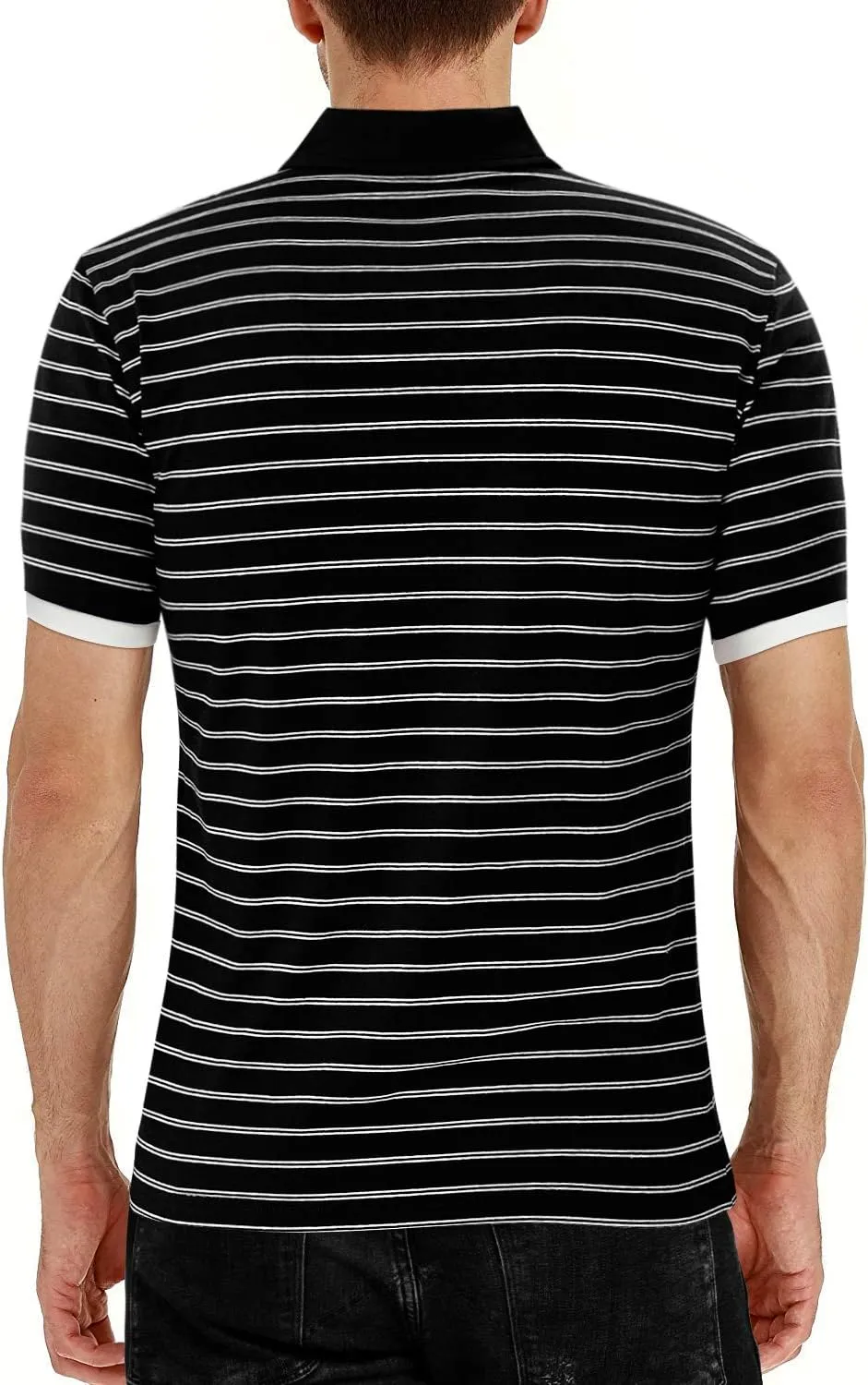 MLANM Men's Polo Shirt Short/Long Sleeve Casual Slim-fit Basic Designed Stripe Cotton Shirts