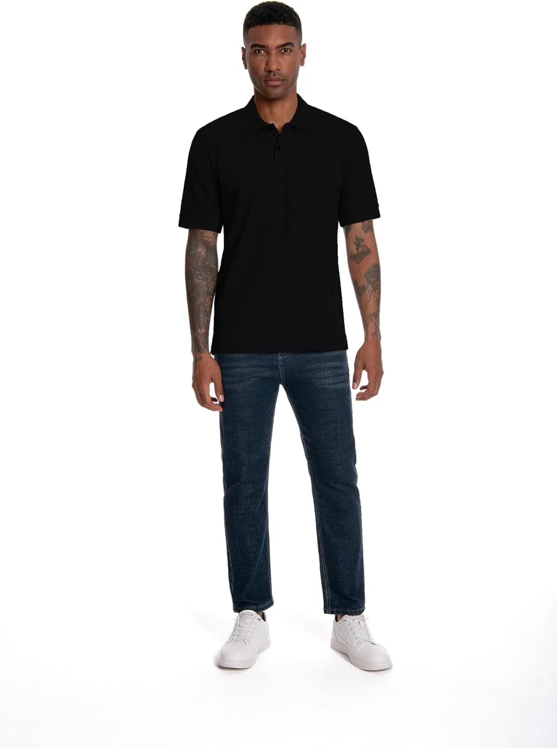Nutria Mens Polo Shirt Short Sleeve 100% Cotton Pique Moisture Wicking Classic Collared T-Shirt Golf Tennis Casual Relax U09