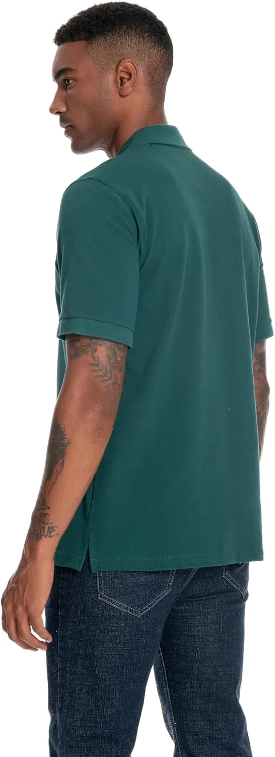 Nutria Mens Polo Shirt Short Sleeve 100% Cotton Pique Moisture Wicking Classic Collared T-Shirt Golf Tennis Casual Relax U09