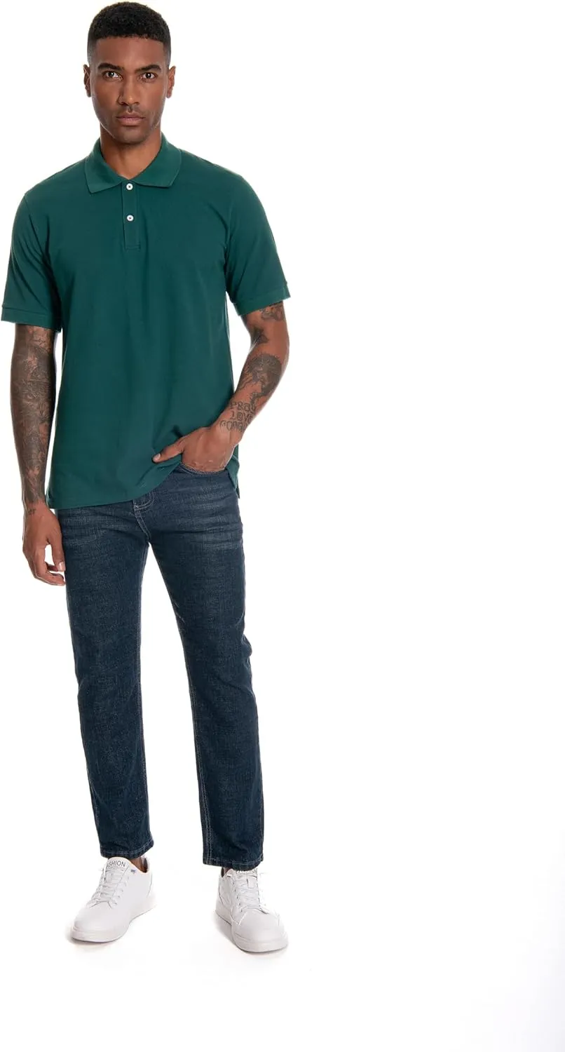 Nutria Mens Polo Shirt Short Sleeve 100% Cotton Pique Moisture Wicking Classic Collared T-Shirt Golf Tennis Casual Relax U09