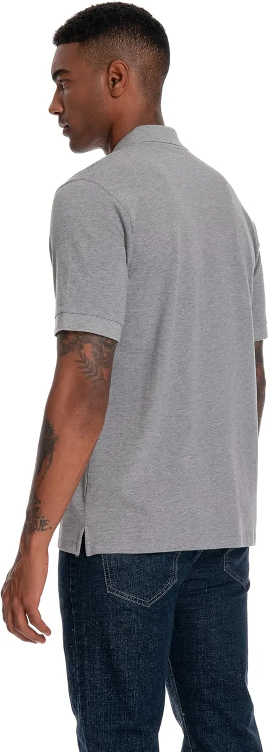 Nutria Mens Polo Shirt Short Sleeve 100% Cotton Pique Moisture Wicking Classic Collared T-Shirt Golf Tennis Casual Relax U09
