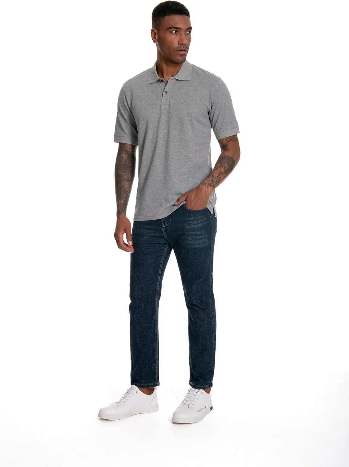 Nutria Mens Polo Shirt Short Sleeve 100% Cotton Pique Moisture Wicking Classic Collared T-Shirt Golf Tennis Casual Relax U09
