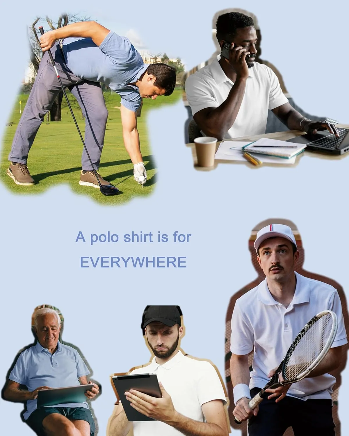 Nutria Mens Polo Shirt Short Sleeve 100% Cotton Pique Moisture Wicking Classic Collared T-Shirt Golf Tennis Casual Relax U09