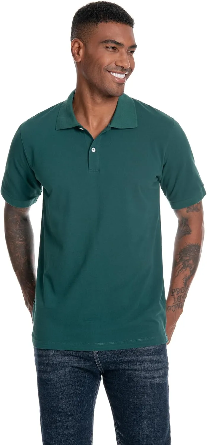 Nutria Mens Polo Shirt Short Sleeve 100% Cotton Pique Moisture Wicking Classic Collared T-Shirt Golf Tennis Casual Relax U09