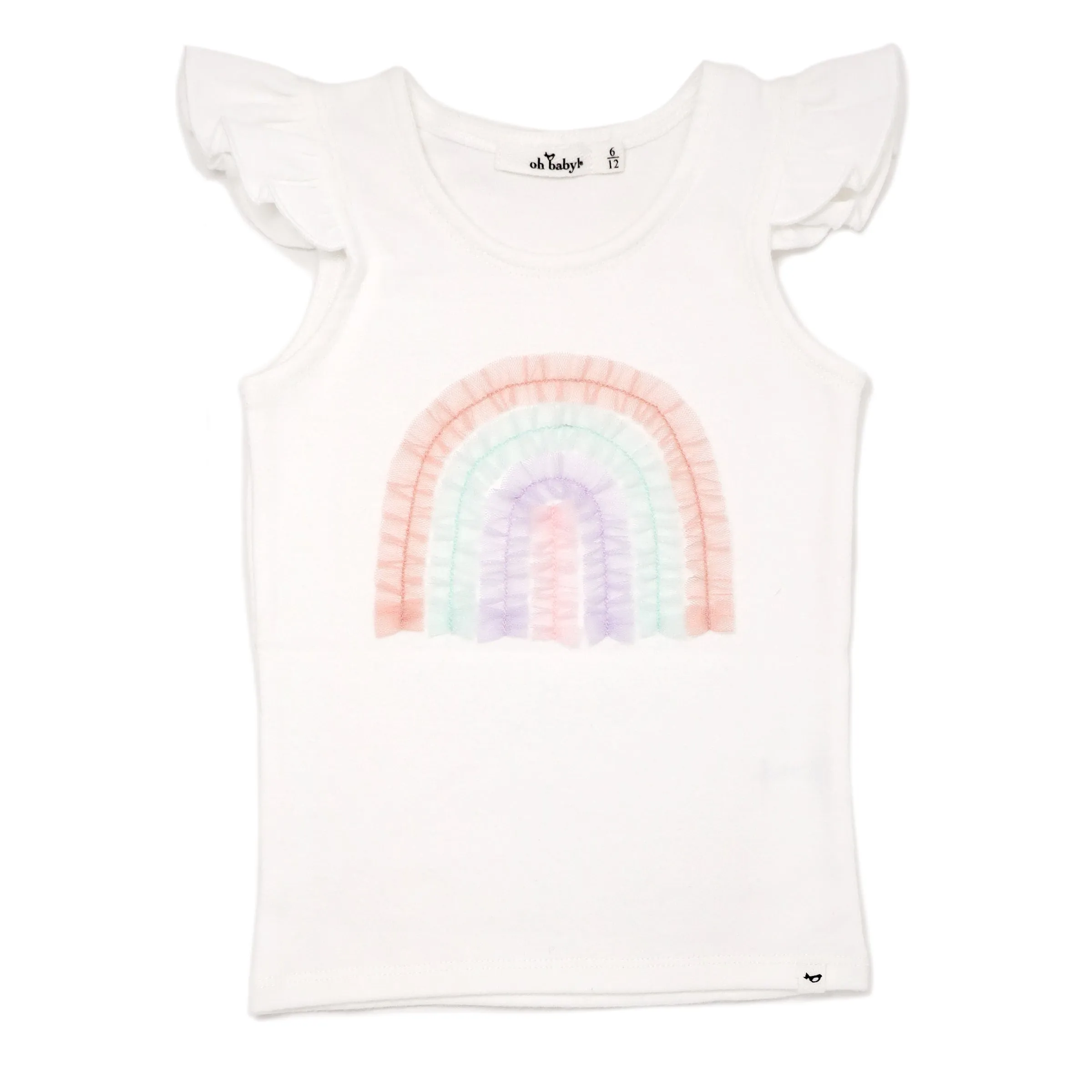 oh baby! Cotton Flutter Tank - Tulle Pastel Rainbow - Cream