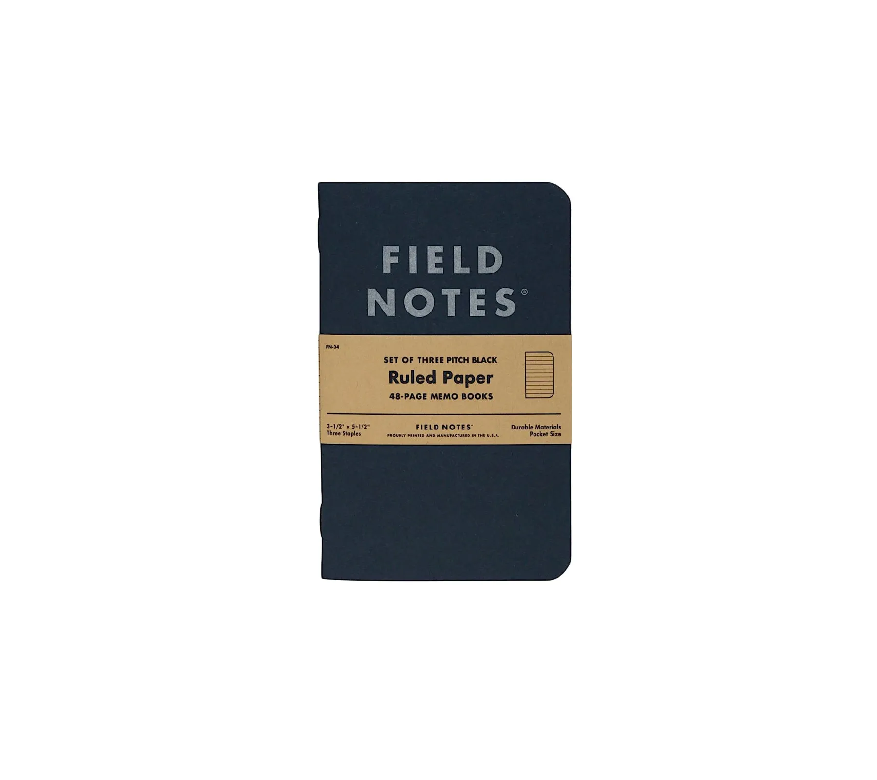 Pitch Black Memo Book | Ruled 3-Pack