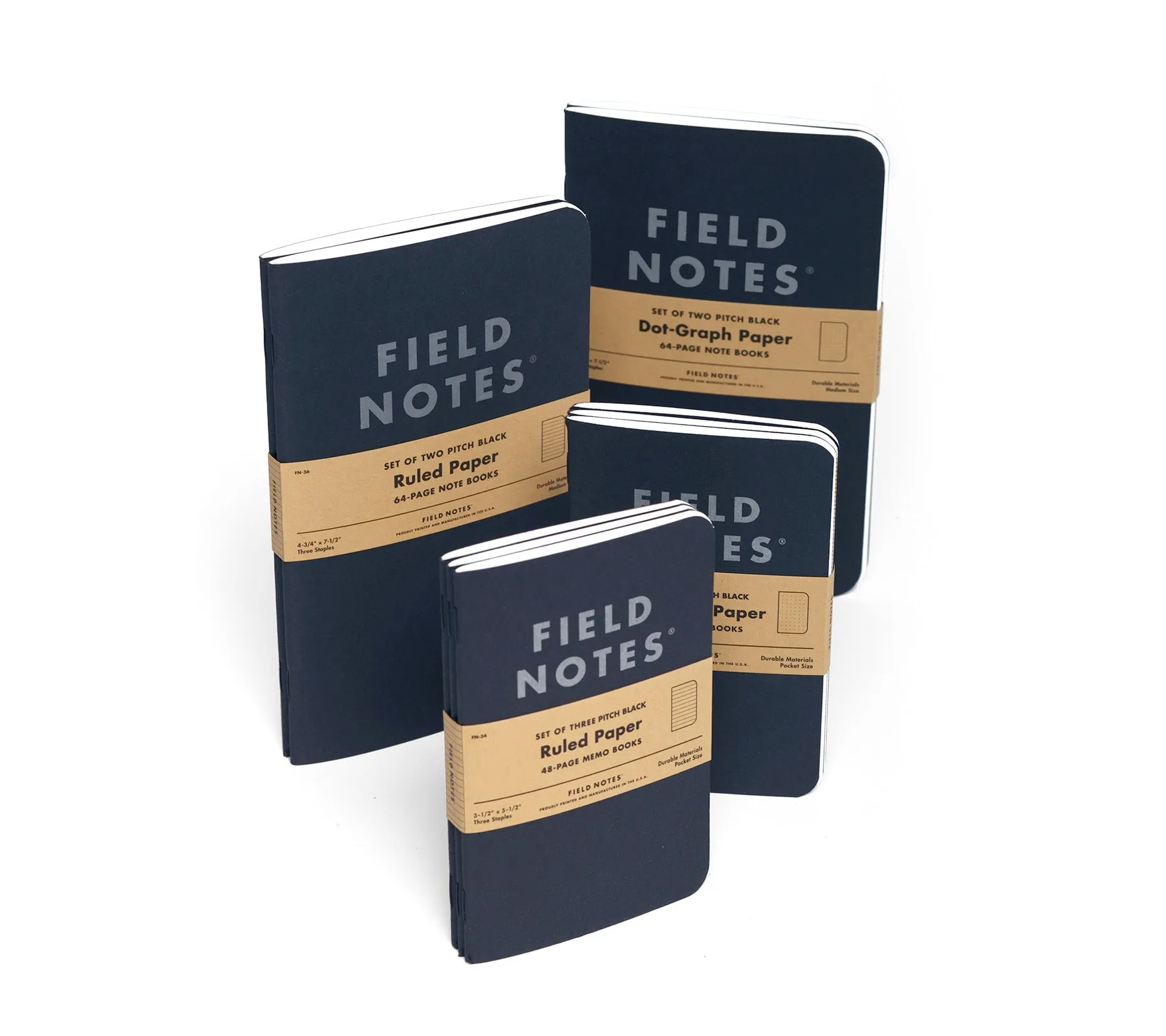 Pitch Black Memo Book | Ruled 3-Pack