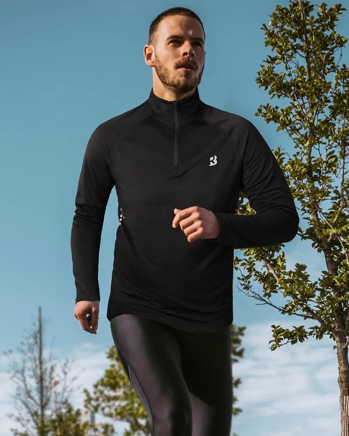 Roadbox UPF 50  Running Shirts for Men - Long Sleeve Quick Dry 1/4 Zip Pullover for Fishing Outdoor Hiking Athletic Workout