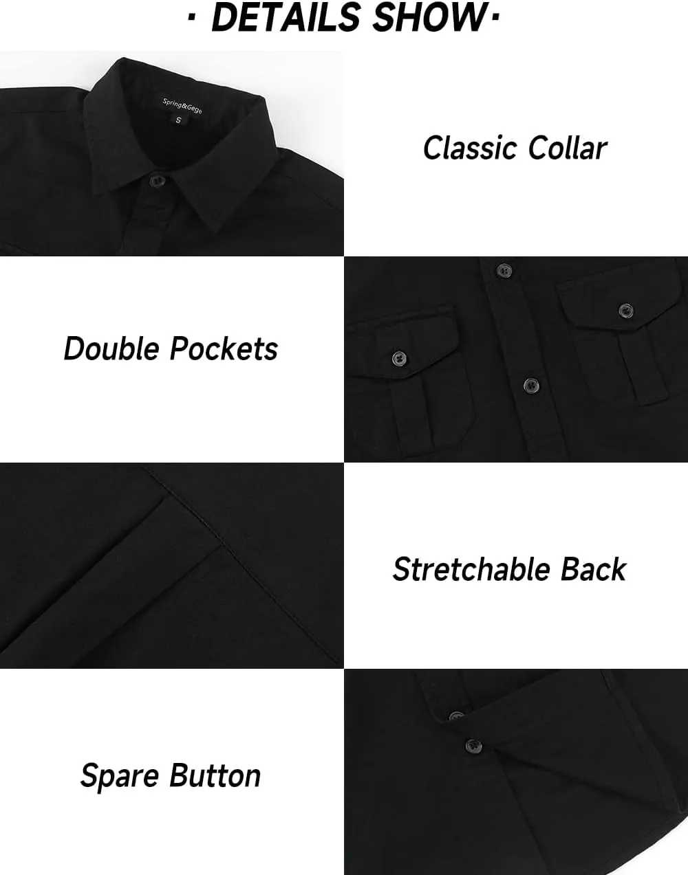 Spring&Gege Boys' Short Sleeve Button Down Shirts for Kids Woven Solid with Two Pockets
