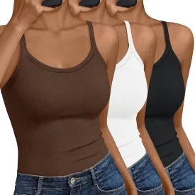 SUNBS Womens 3 Pack Tank Tops Summer Fashion Sleeveless Ribbed Workout Basic Soft Camisole Going Out Gym Spring Clothes 2025