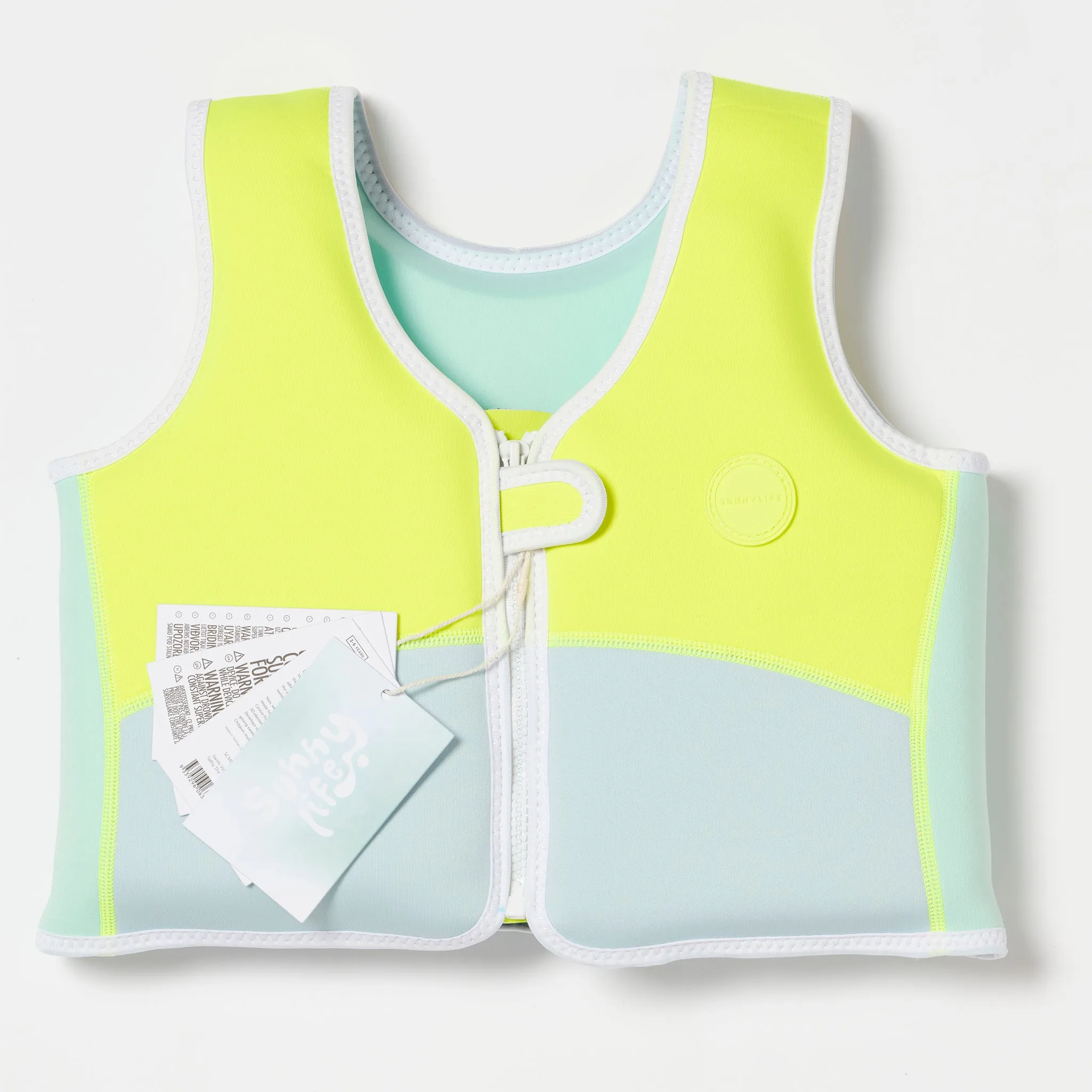 SUNNYLIFE - Salty the Shark Swim Vest Aqua Neon Yellow